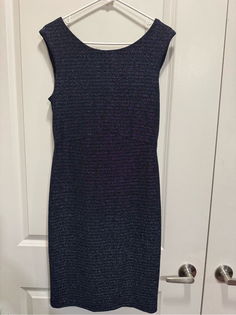 & Other Stories Navy Textured Sleeveless Sheath Dress